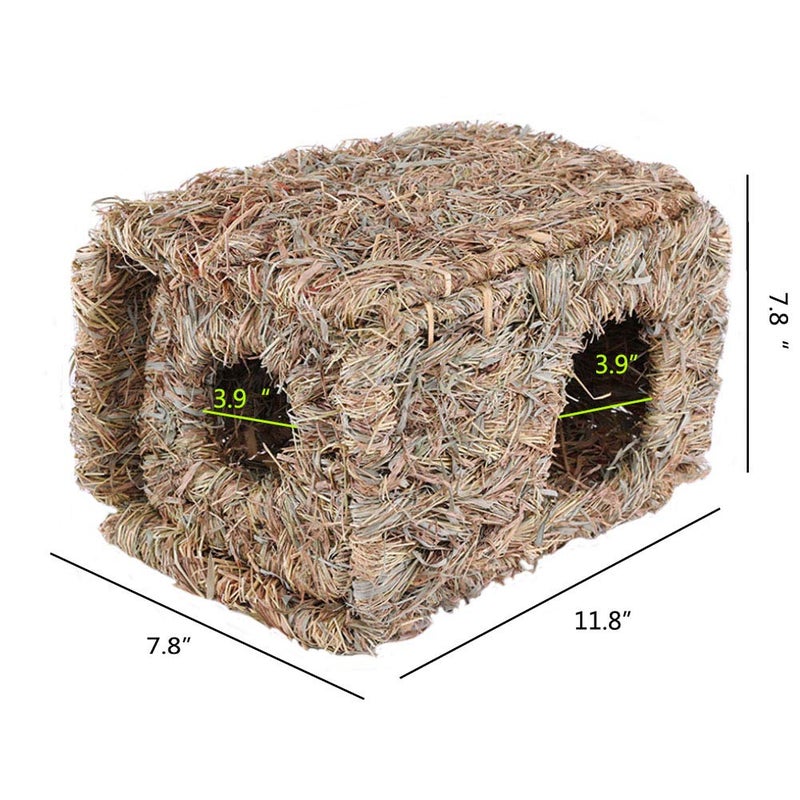 Hamiledyi Natural Rabbit Seagrass House Mat Hideaway Hut Toy Hand Woven Folding Beds Sleeping Chew Toys for Guinea Pig Hamsters Chinchilla Ferret Bunny Small Animals - Image 5